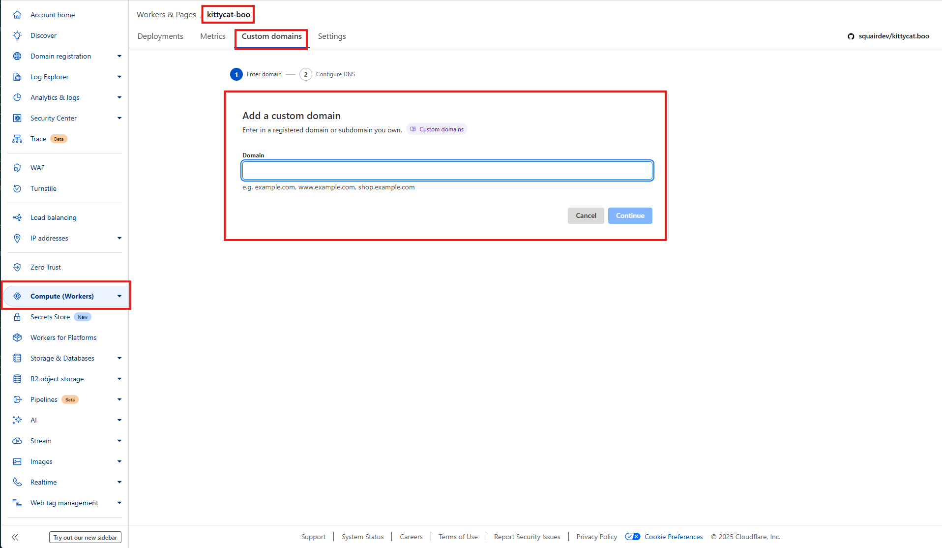 Cloudflare Pages Custom Domain Settings
